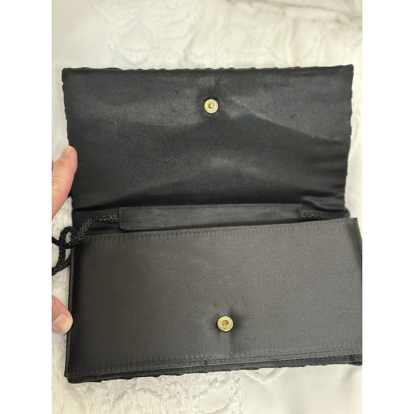 Vintage ADG Fashion Imports black satin woven  Clutch Evening Bag Strap - Picture 3 of 8